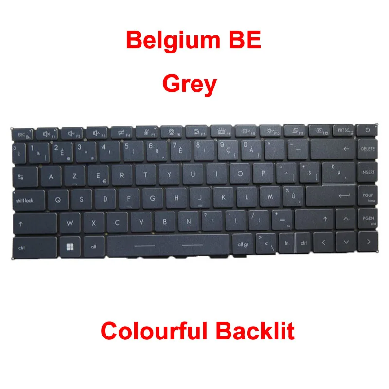 Laptop Colourful Backlit Keyboard For MSI V194222MK2 S1N2EBE602SA0 Belgium BE Grey No Frame New