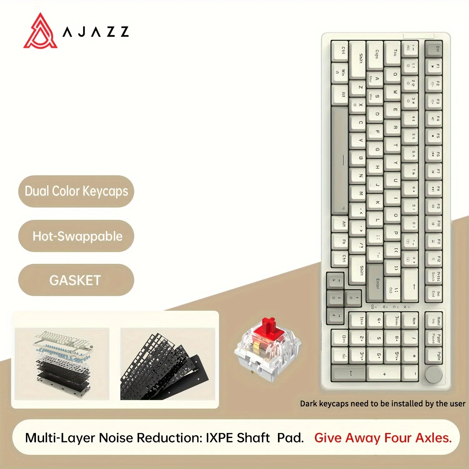 Ajazz ak992 kabel gebundene mechanische Tastatur 98-Tasten-Hot-Swap-USB-Gaming-Tastatur mit vollem