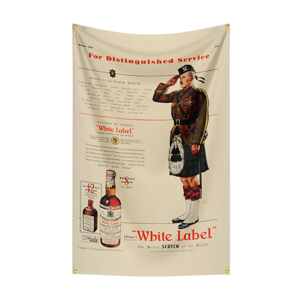 3×5ft whisky D-dewar's white labels Flag Polyester Printed Alcohol Wine Banner For Decor Drink rum Beer Flag