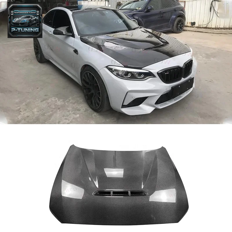 

CS Style New Dry Carbon Fiber Engine Cover Hood for BMW 2 Series F20 F22 M2 F87 M2C Front Hood Bonnet Cover Bodykit Clamps