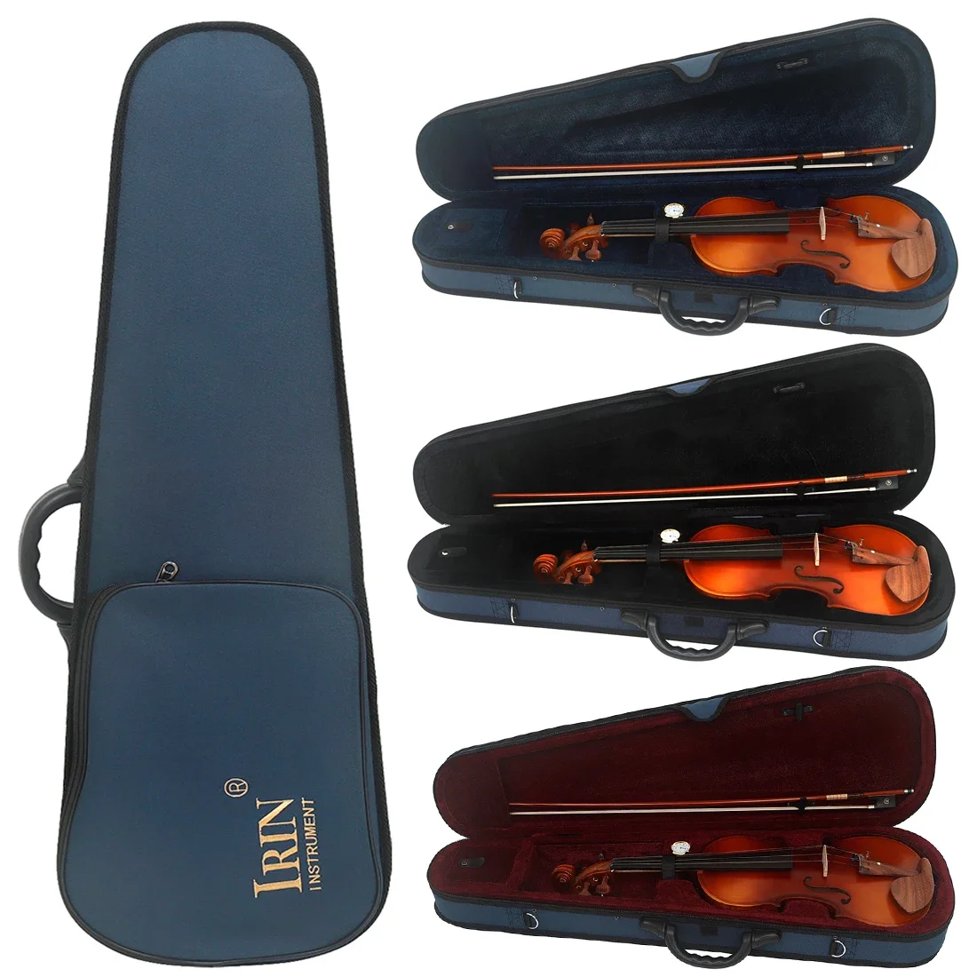 4/4 3/4 1/2 1/4 1/8 Violin Oxford Box Violin Square Case with Hygrometer Multicolor Triangle Box String Instrument Accessories