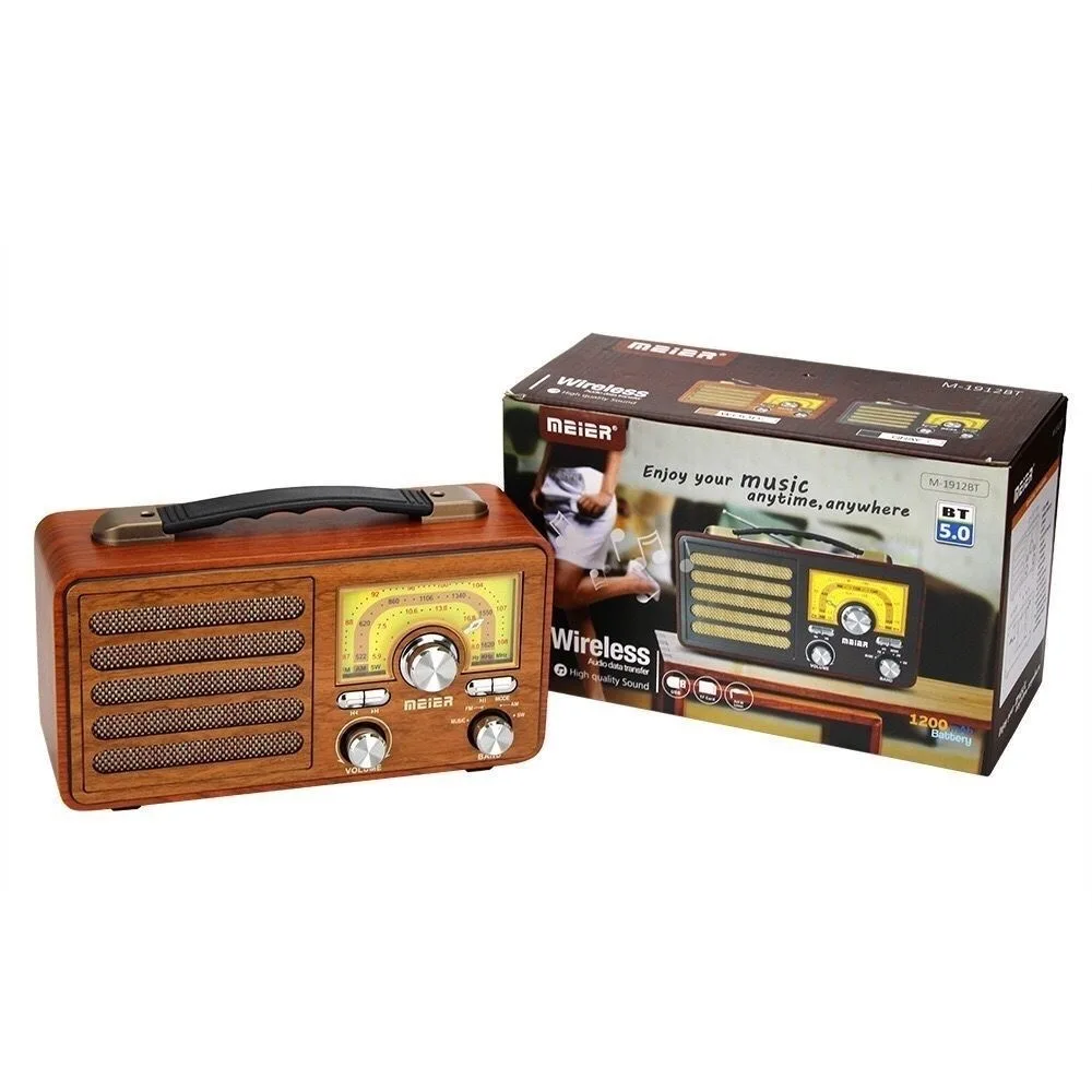 Rádio vintage multi-banda Bluetooth de madeira sem fio Bluetooth alto-falante externo plug-in de áudio