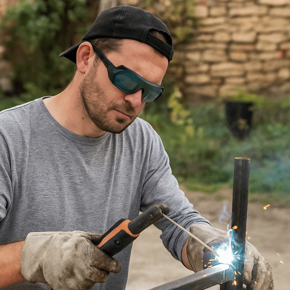 Solar Powered Automatic Dimming Welding Glasses Anti-glare Anti-Scratch Argon Arc Welding Glasses with Headband Auto Darkening