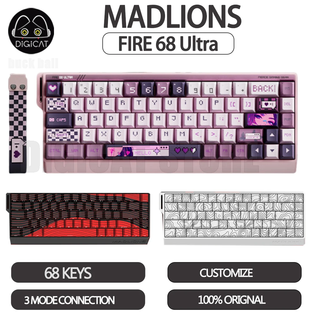 FGG MADLIONS Fire68 Ultra Magnetic Switch Mechanical Keyboard 8K Gaming Rapid Trigger RT 0.04mm Fire 68 Keyboard Customized Gift