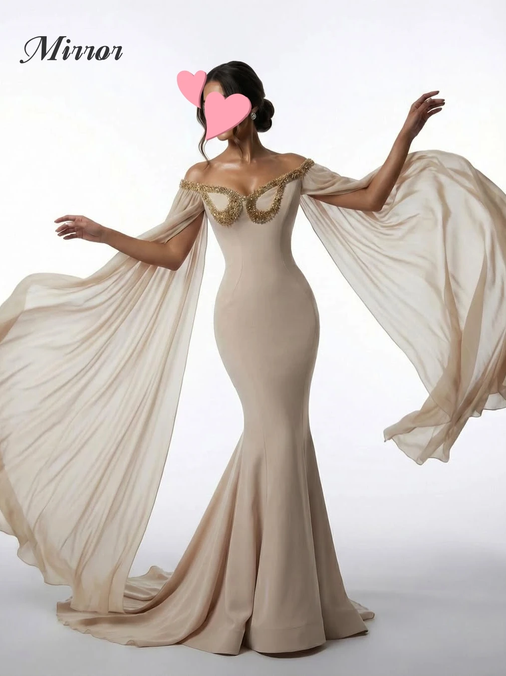 

Mirror Dress Elegant Vintage Sweet Mermaid Beads Boat Neck Stylish New Customize Formal Occasion Prom Dress Evening Party Gowns