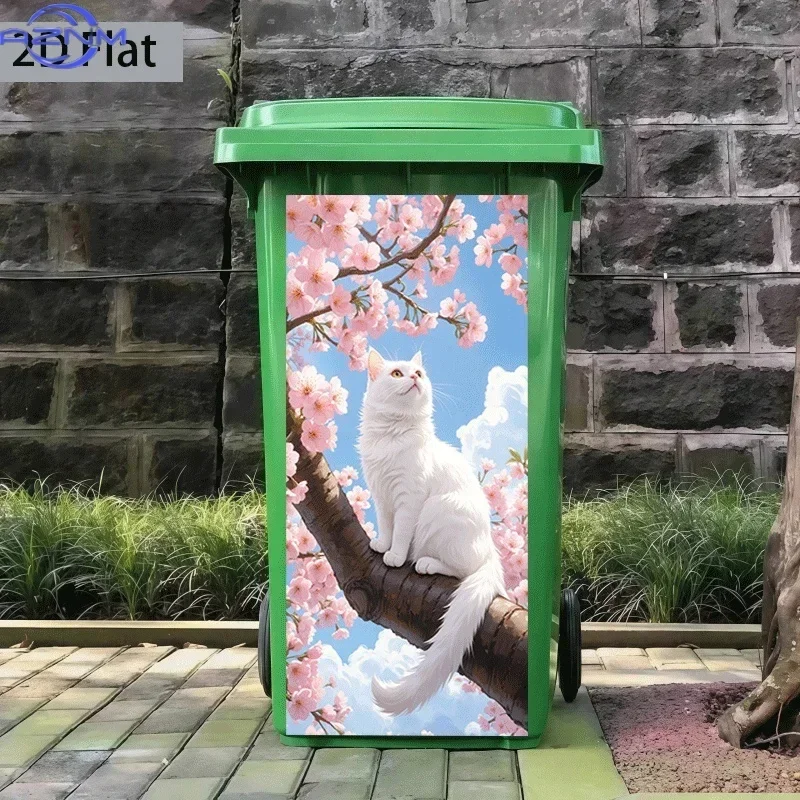 2D Print Pattern Bin Decal Creative Makeover Ornament for Indoor Outdoor Dustbin