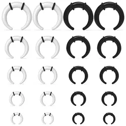 Large Septum Rings 14G 12G 8G 6G 4G Acrylic Tapers Ear Gauges Stretching Expander Jewelry Kit C Shape Buffalo with Black O-Rings