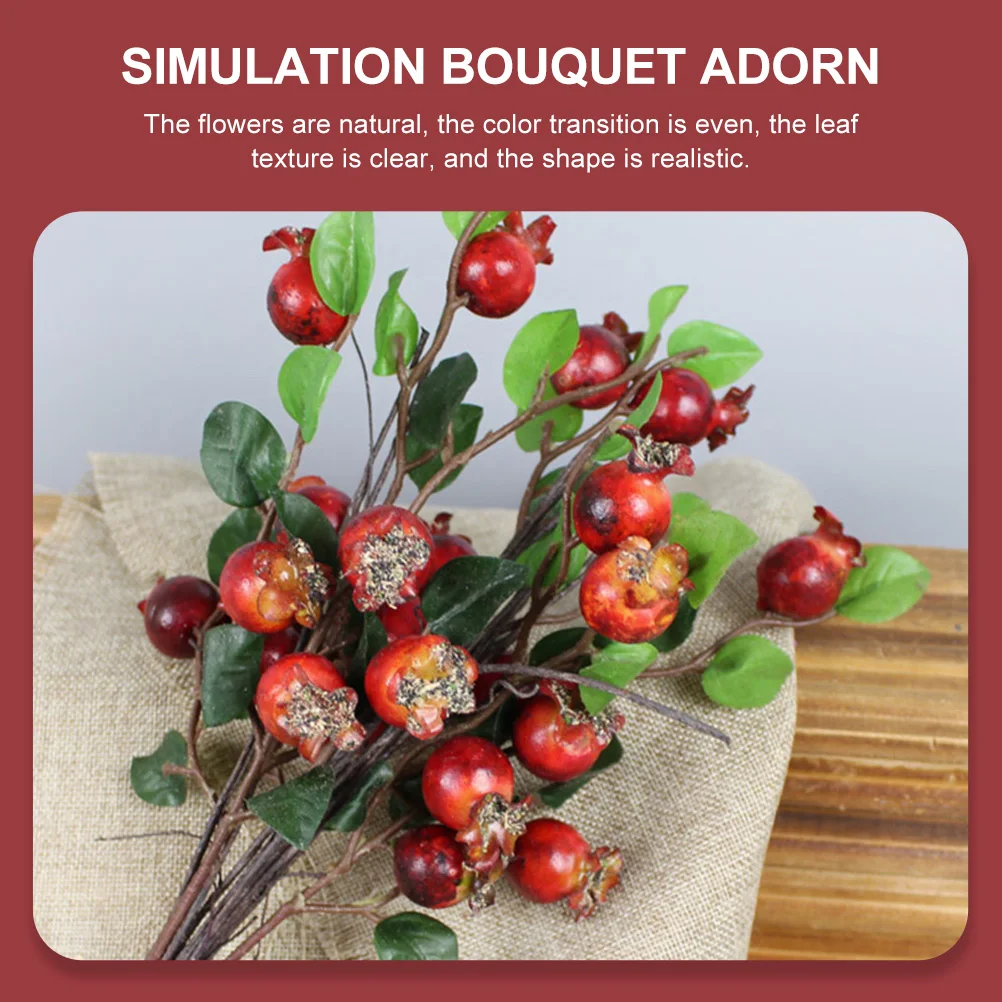 

2pcs Artificial Flower Simulation Pomegranate Fruit Lifelike Decorative Bouquet For Home Wedding Party Wall Decoration Red