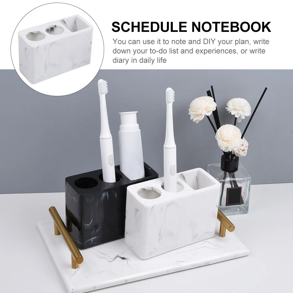 

Premium Resin Toothbrush Holder Stand Marble Finish Drip Tray Bathroom Counter Organizer for Toiletries Electric Toothbrush