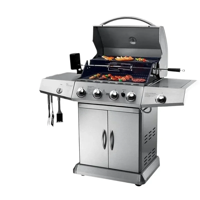 Barbecue Grill Household Gas Barbecue Grill Multifunctional Charcoal Large Braise Grill Stainless Steel Garden Outdoor