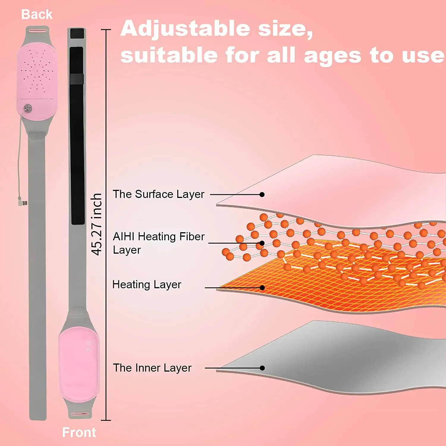 Portable Menstrual Heating Pad, Warm Palace Belt for Period Cramp Relief, Uterus Massager Heating Device for Menstrual Colic - view 3
