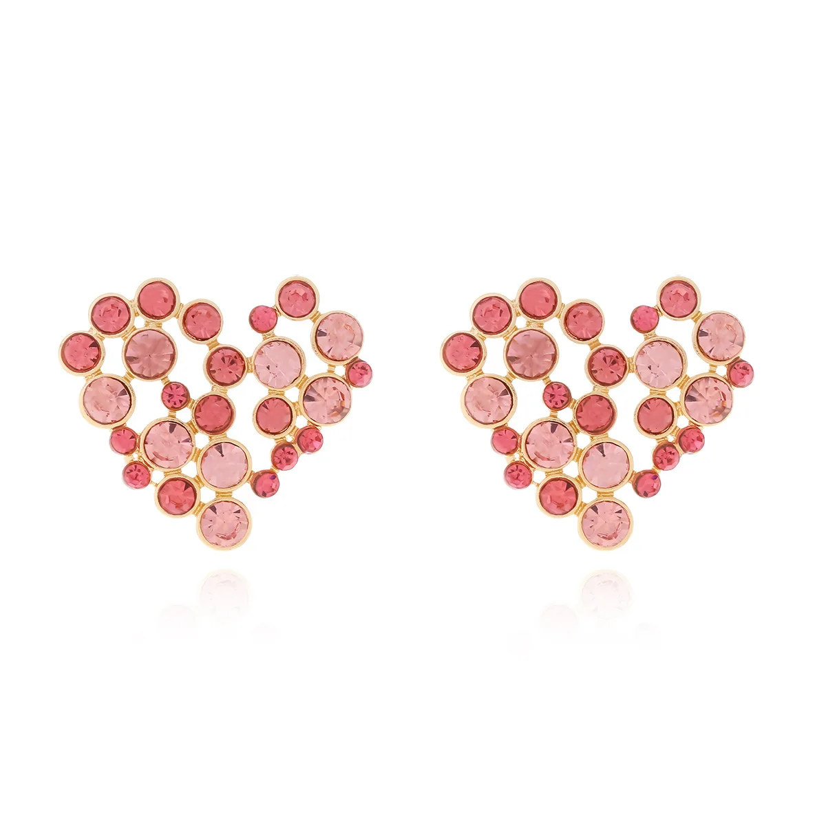 Sweet and cute design sense alloy diamond-encrusted love stud earrings female Korean style high-end sense super flash heart-shap