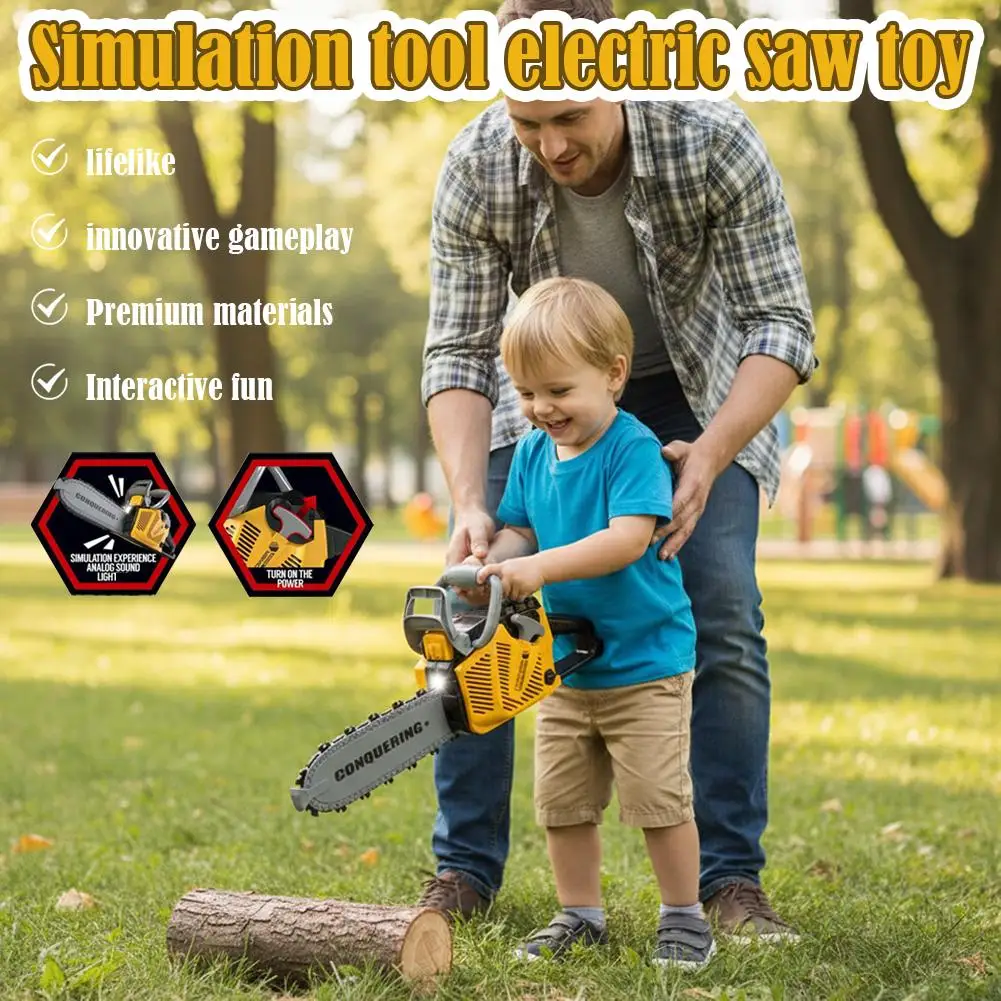 

Детская игрушка-бензопила, безопасный инструмент для ролевых игр с реалистичным звуком, электрическая игрушка, электрическая пила для мальчиков и девочек, инструмент «сделай сам», подарок H4U8