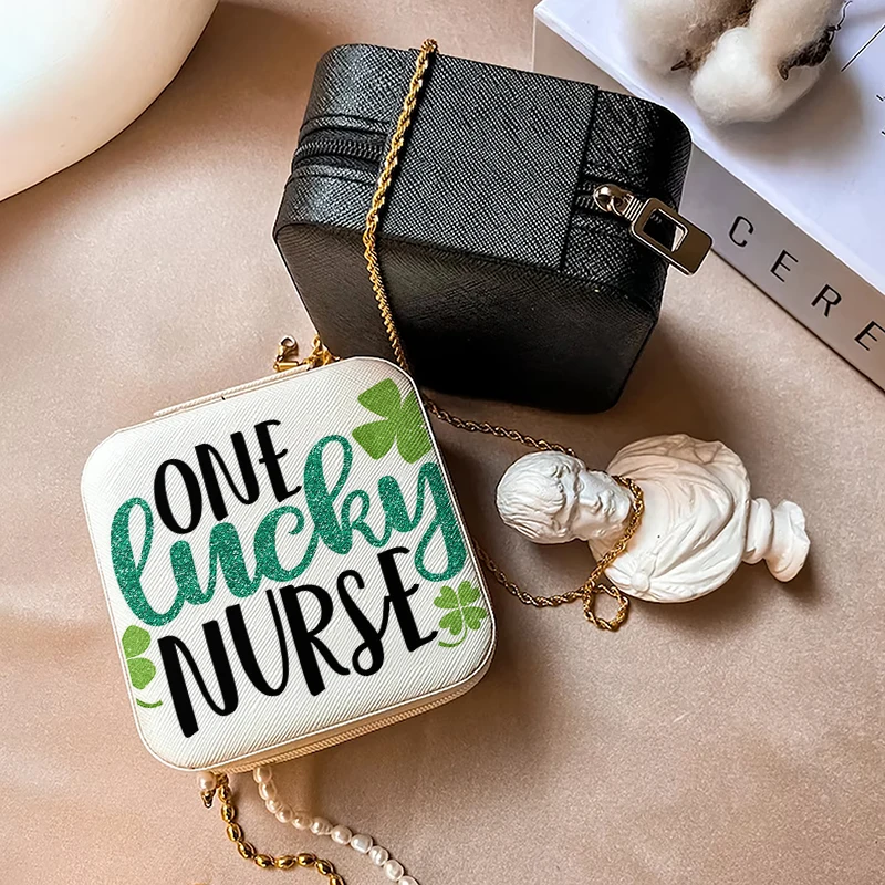 1pc One Lucky Nurse Portable Jewelry Storage Box, Simple Jewelry Organizer Box,Gifts Box For Women