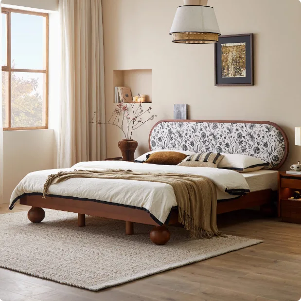 

Customizable North American French Retro Bed Modern Simple Black Walnut Household Small Unit Double Bed