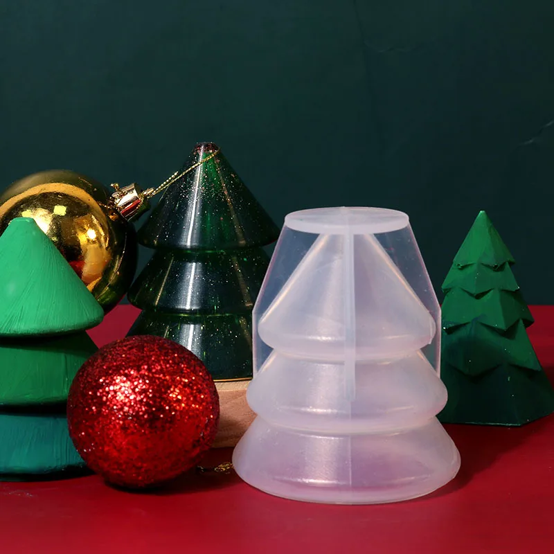 Kerzenform aus Silikon, dreidimensionale fünfeckige Weihnachtsbaum-Silikonform, Baum mit tiefem Hohlraum, Weihnachtsduftkerze.