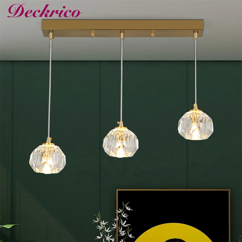 

Indoor K9 Crystal Ball Chandeliers Luxury Nordic Suspension Hanging G9 Lusters Hemo Decor Pendant Luminaire For Kitchen Fixture