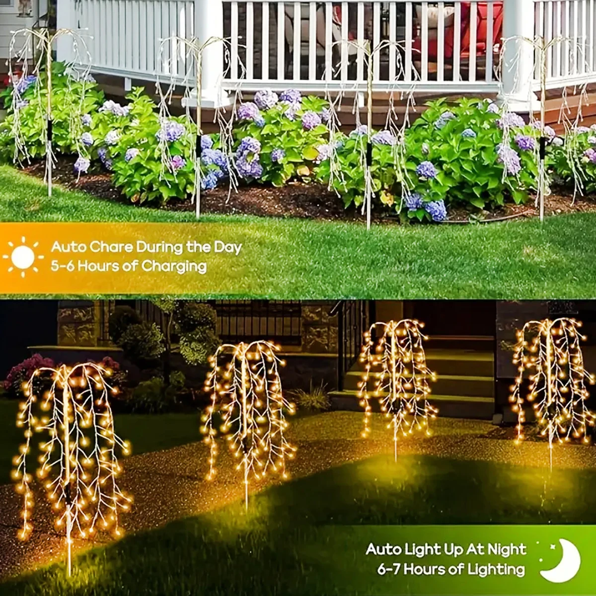 Imagem -02 - Led Willow String Lights para Jardim Luzes Solares ao ar Livre Modos de Iluminação Ip65 Decoração Impermeável 200 120