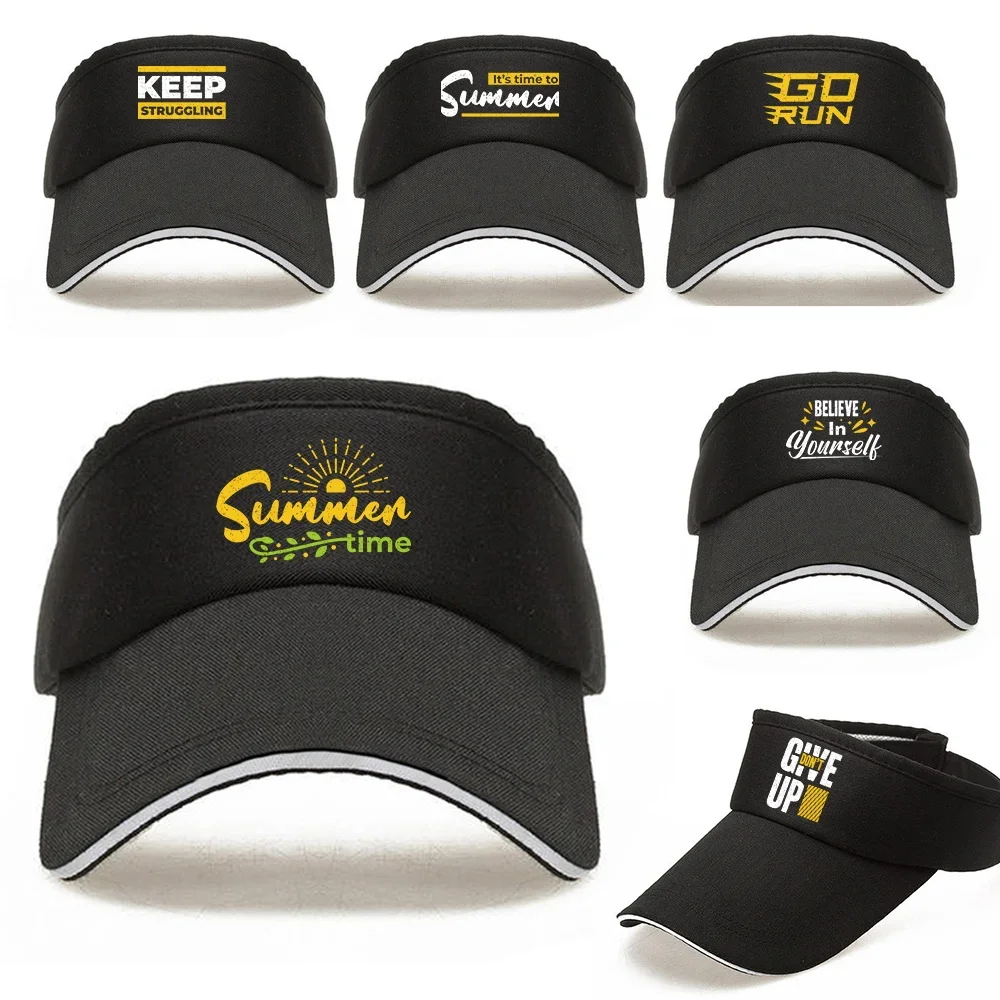 

Summer Sunscreen Hats Women UV Protective Beach Visors Hat Adjustable Empty Top Cap Phrase Print Sports Breathable Baseball Caps