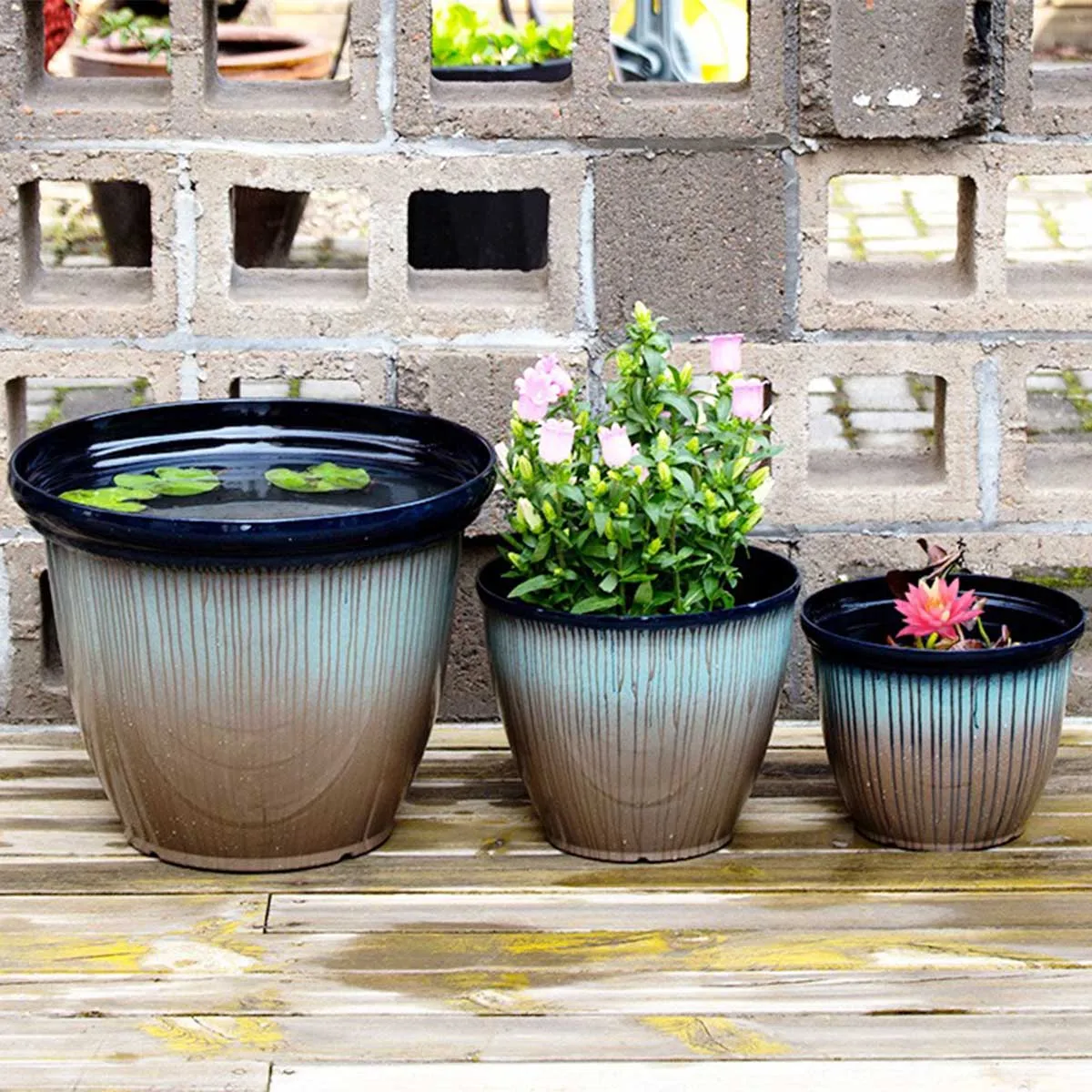 Large Plastic Imitation Ceramic Flower Pots Flower Planters Cachepot Home Garden Decorations Indoor Outdoor Balcony Yard Decors