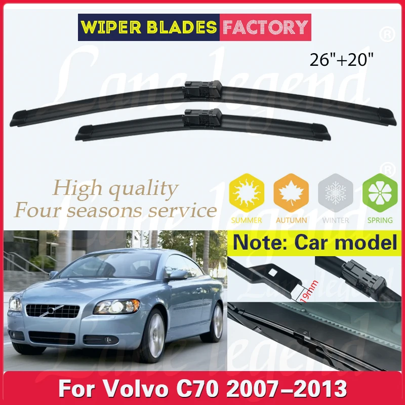 

Car Wiper For Volvo C70 2007 - 2013 Front Wiper Blades Soft Rubber Windscreen Wipers Auto Windshield 2009 2010 2011 2012 26"+20"