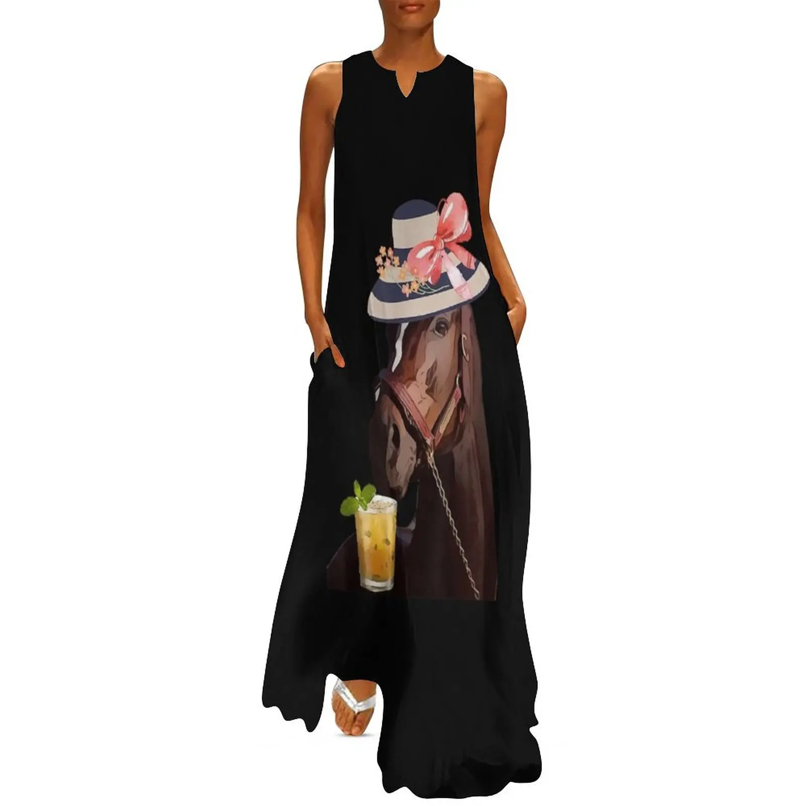 Funny Horse Derby Party Long Dress Women's summer dress dresses summer Woman clothing Dress