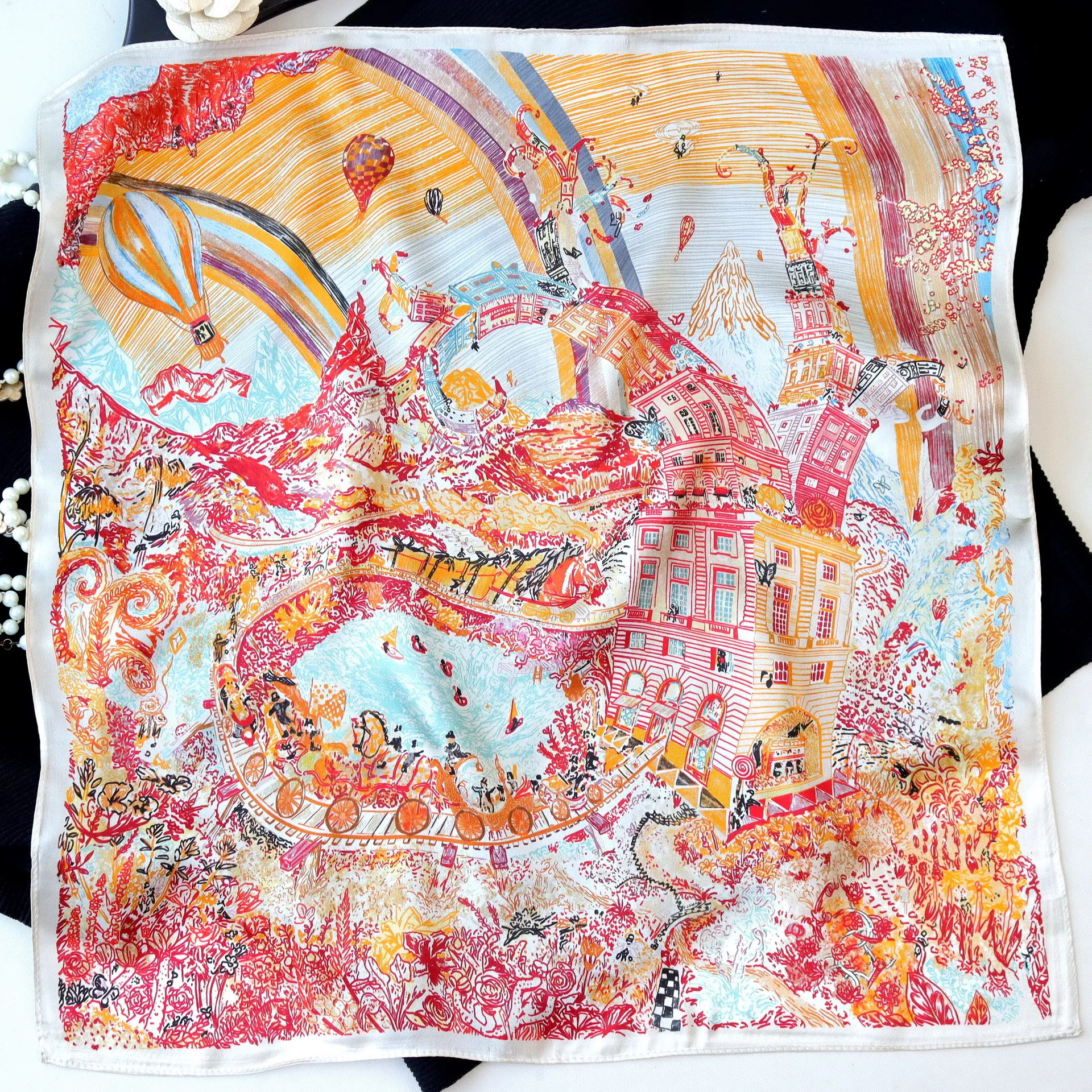 

Small Mulberry Silk Scarf Brand Designer Bandanas Shawls Hijab Scarves for Ladies Foulard Femme Lover Mother Gift 53CM