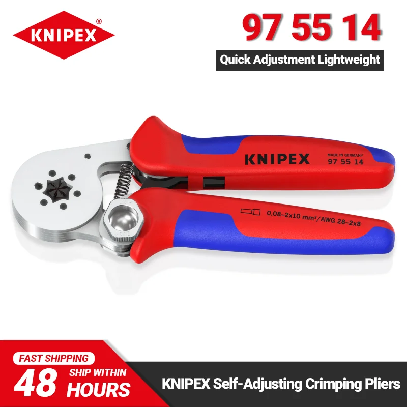 

KNIPEX 97 55 14 Crimping Plier 180mm Length Ergonomic Handle Self-Adjusting Plier for Wire Ferrules Lightweight Smooth Operation