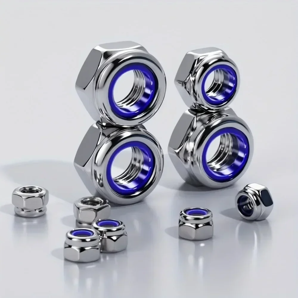 95-teiliges Edelstahl-Nylon-Sicherungsmuttern-Set, Größen M3, M4, M5, M6, M8, M10, verhindert effektiv das Lösen bei Vibrationen. – Detail 4
