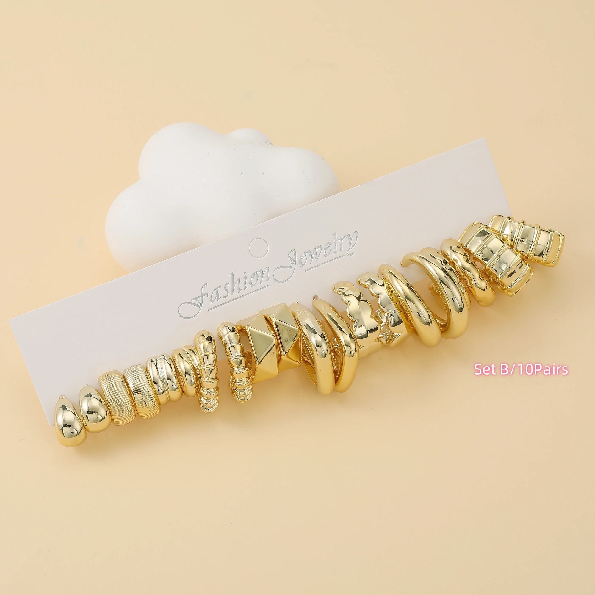 10-40 زوجًا من الأقراط البلاستيكية المطلية بالرش الذهبي العصري، أقراط هندسية بسيطة للارتداء طوال اليوم للسيدات #4