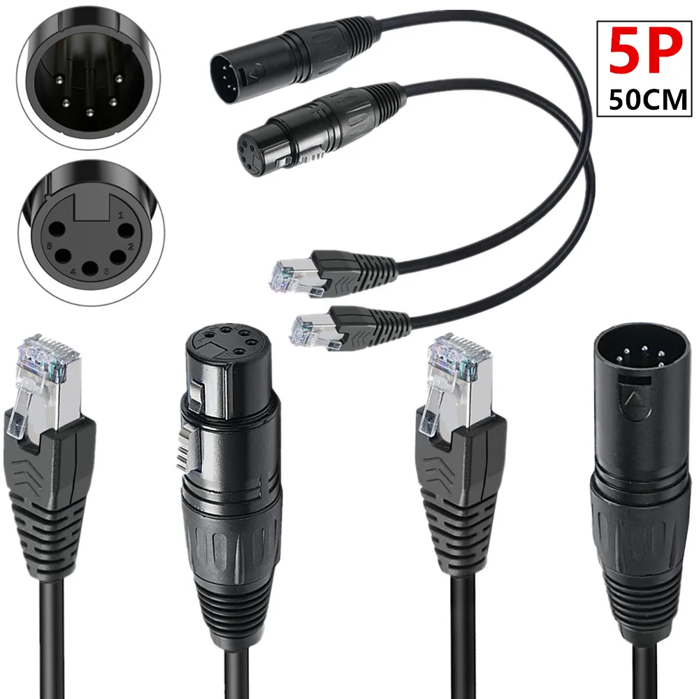 Canon XLR5 core male/female to RJ45 male 8P8C audio cable suitable for stage lighting equipment KTV equipment Canon XLR5 core ma