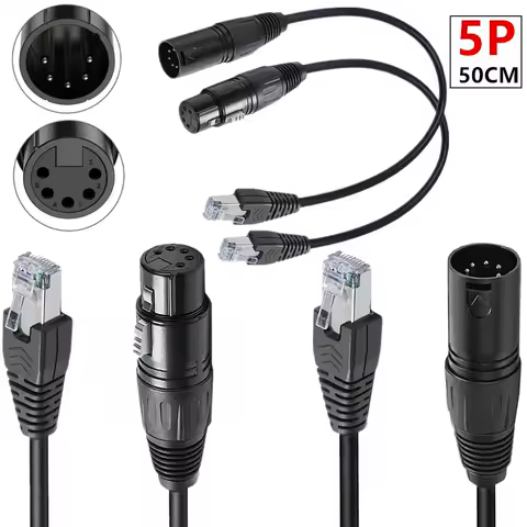Canon XLR5 core male/female to RJ45 male 8P8C audio cable suitable for stage lighting equipment KTV equipment Canon XLR5 core ma