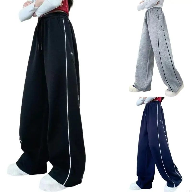 Korean Cotton Girls Casual Pants Soft Elastic Waist Comfortable For School Outdoor Multiple Color Option A2UB