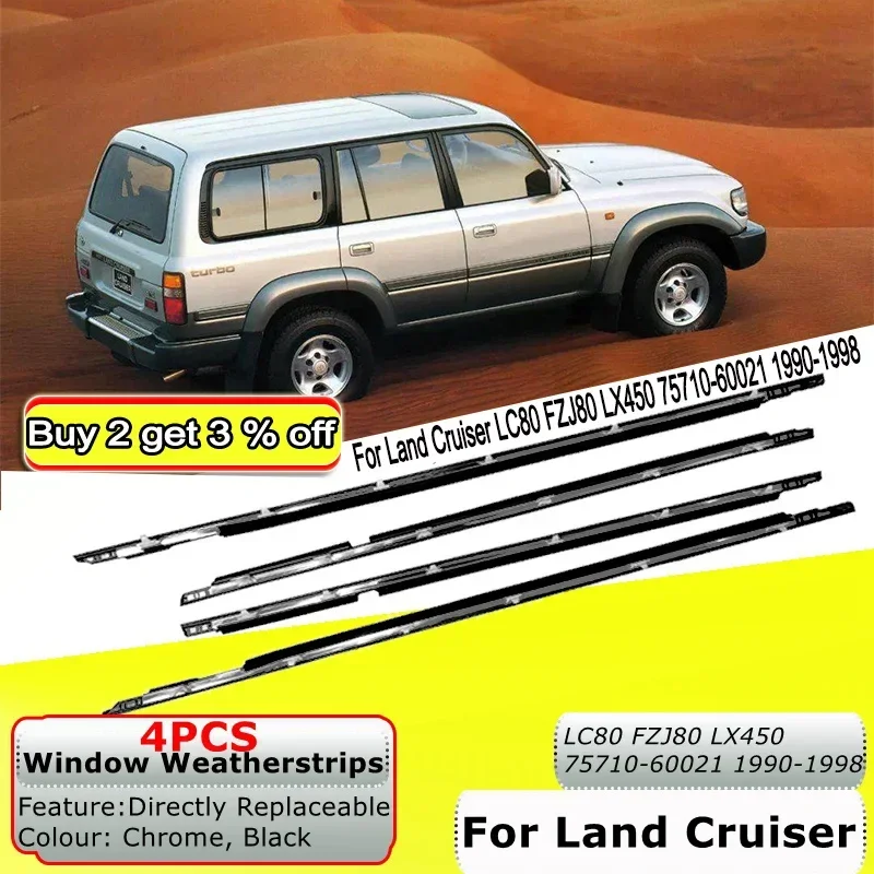 Strip cuaca jendela untuk Toyota Land Cruiser LC80 FZJ80 LX450 1990-1998 sabuk penyegel Trim cetak luar pintu samping 75710-60021