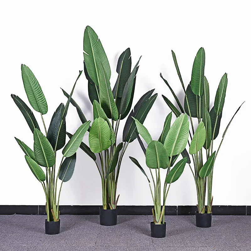 

Plantain banana simulation tree false bird of paradise garden large leaf indoor living room green plant plants faux plant wall