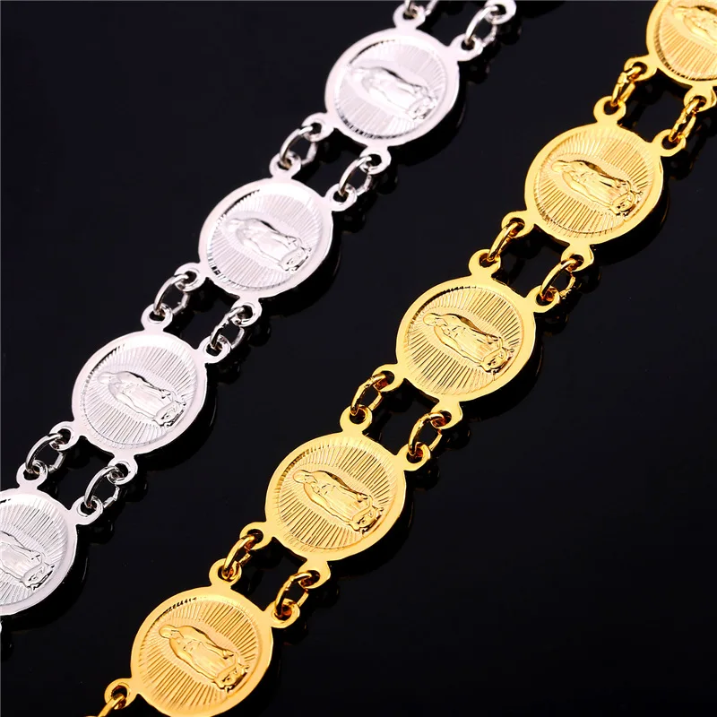 Chainspro Virgin Mary Bracelet Women Gold/Silver Color Wholesale Men Catholic Jewelry Bracelets & Bangles Christ Gift H194