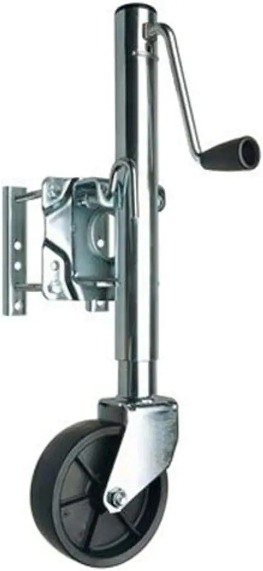 

Round Trailer Jack, Side Mount, 1000 lbs Lift Capacity, Bolt-On with 10 Inch Travel and 6-Inch Wheel for Easy Towing
