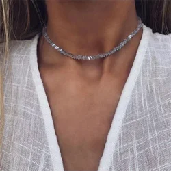 YC-UPGO Fashion Geometric Transparent Crystal Chain Necklace For Women Female Boho Vintage Sexy Baroque Jewelry Gfit