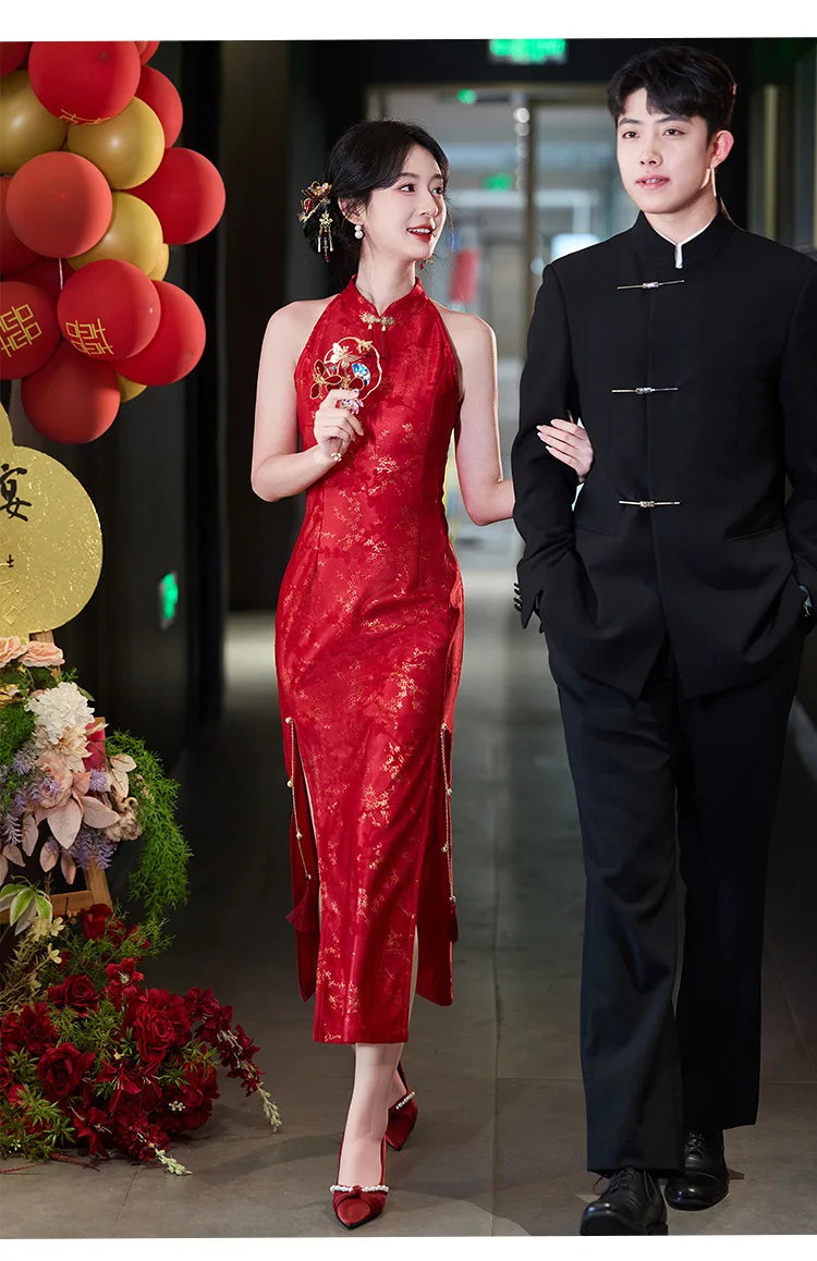 Traditional Chinese Clothing Red Cheongsam Summer Improved Young Sleeveless Qipao Dress