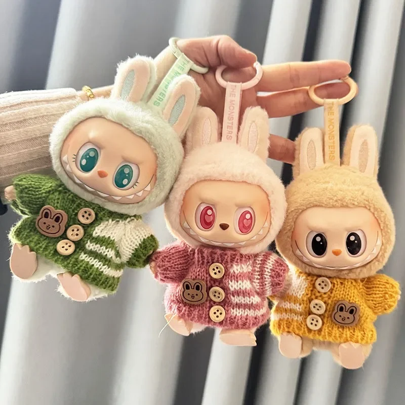 For 17 cm Labubu Clothes Pendant Labubu Sitting Party Bear Label Scarf Hat Dolls Accessories Labubu Outfit image 3