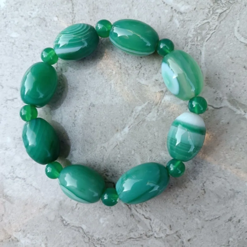 Natural agate bracelet bracelet, silk-wrapped pattern jade delicate temperament transfer bracelet