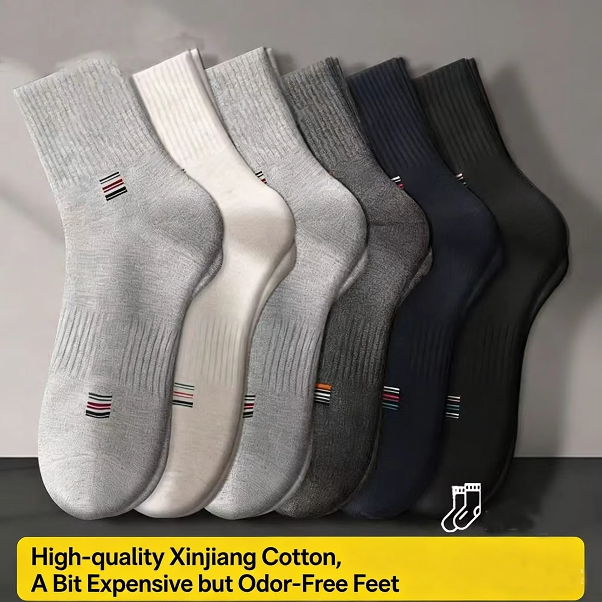 

10pairs 2026 new small label unisex waist cinched business work socks, anti foot odor, men's and women's sports all season socks