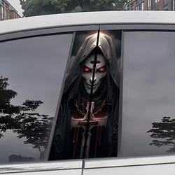 2-Pack Matte Vinyl Car B-Pillar Stickers - Wizard & Cross Design, Durable Self-Adhesive Vehicle Exterior Decals