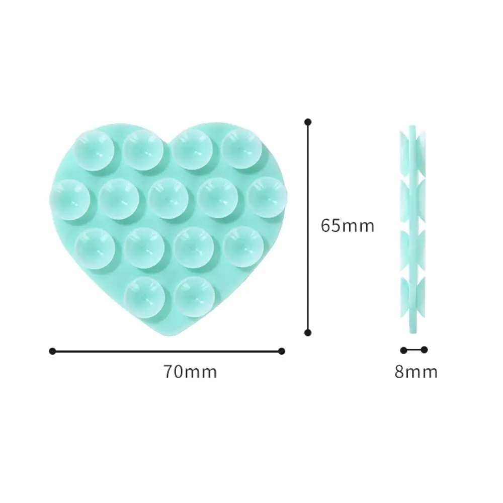 New Heart-shape Suction Cup Bracket Washable Silicone Sucker Mobile Phone Fixed Pad Durable Hand-Free Sucker Support Universal