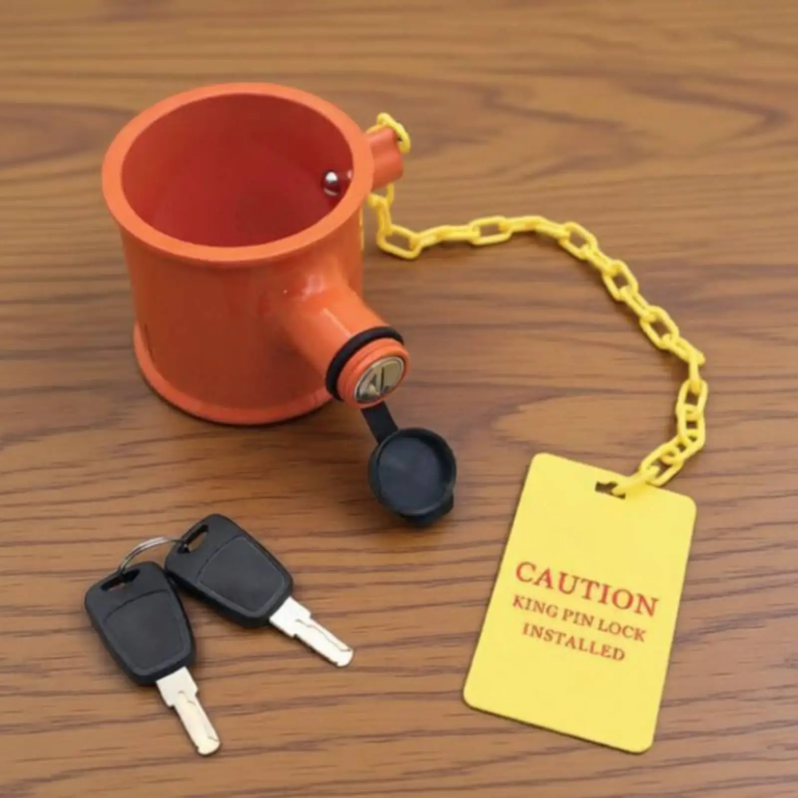 Fifth Wheel Trailer Lock Kit with Caution Tag and Two Keys for Semi Truck Anti Theft Protection