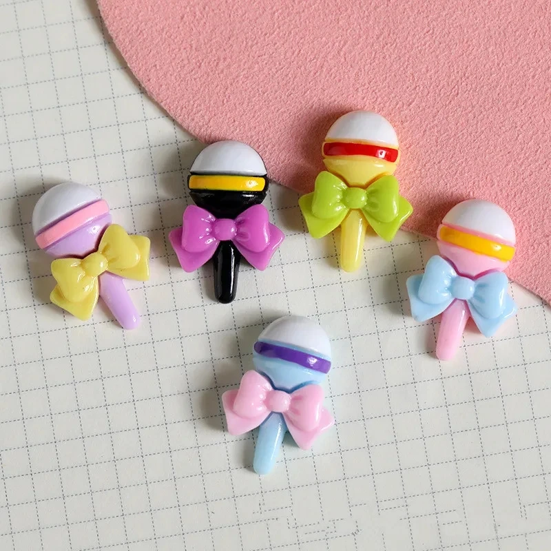 10Pcs Simulation Bow tie Microphone Resin DIY Barrette Icebox Mobile Phone Case Decoration Cream Glue Flat Back Patch Manufactu