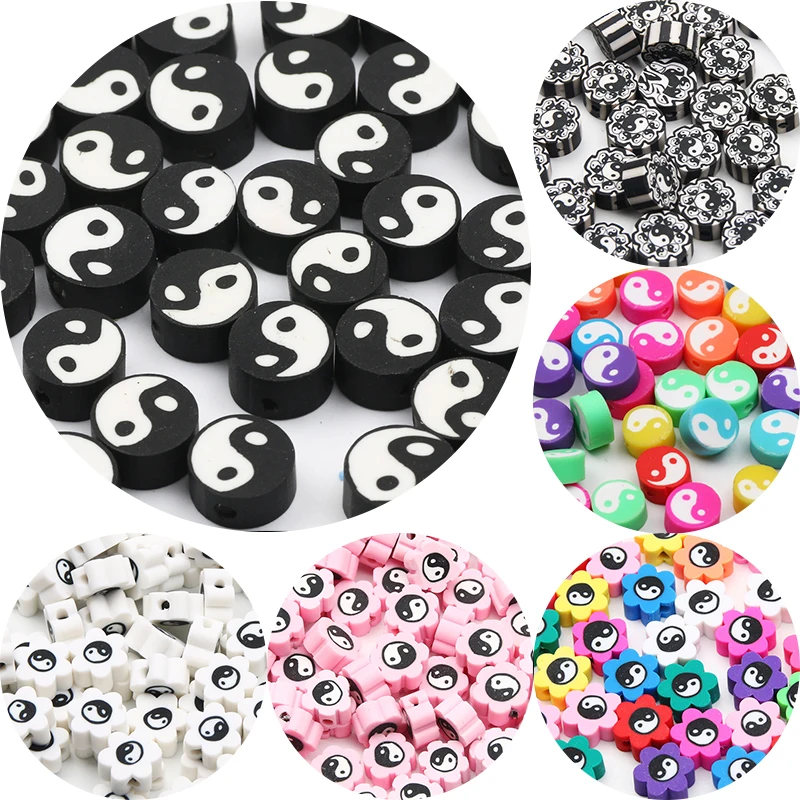 Tai Chi Clay Beads Colorful Pattern Polymer Spacer Beads For Handmade Necklace Bracelet DIY Jewelry Making Crafts Accessories