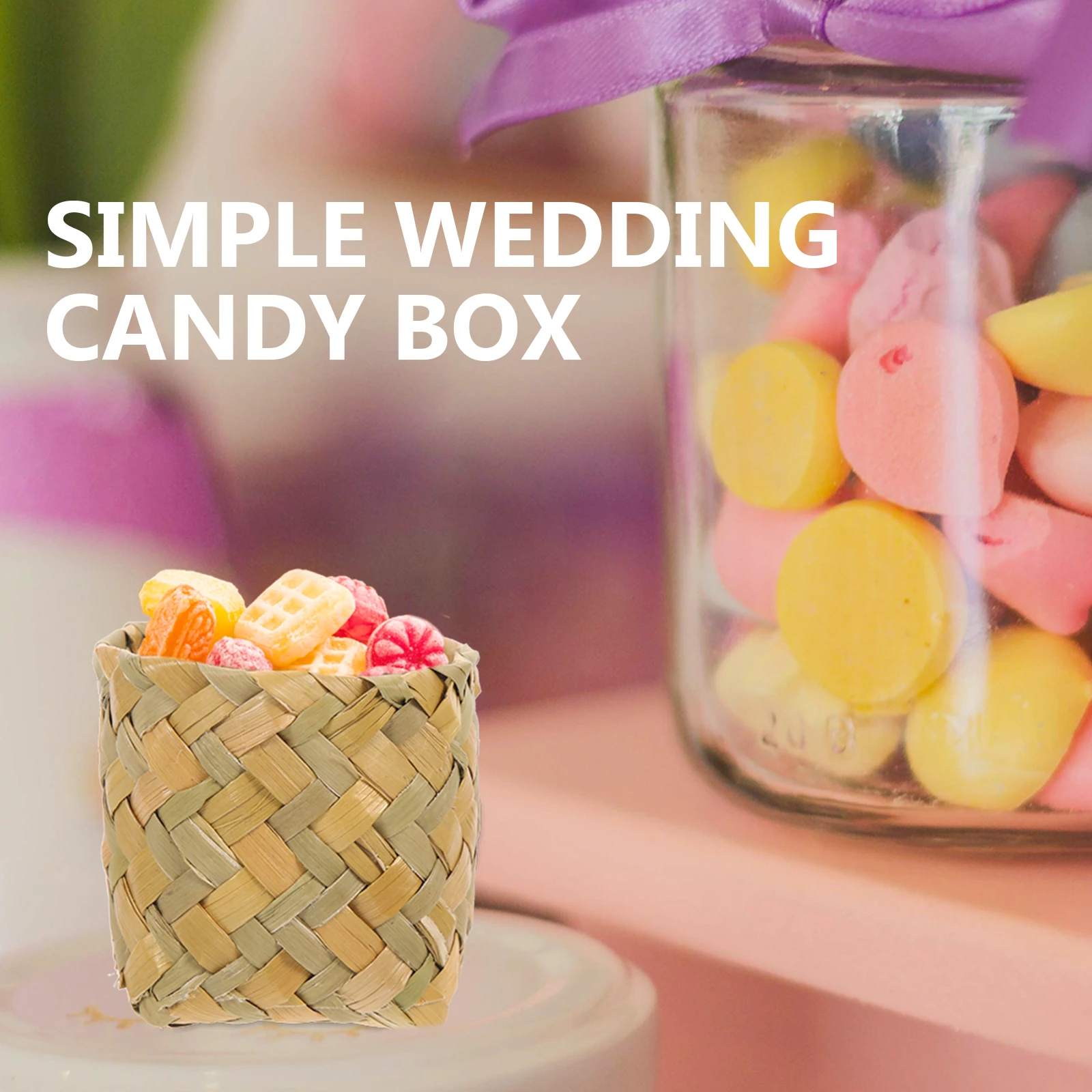 

10pcs Natural Grass Weaving Gift Boxes Wedding Candy Packaging Container Party Supplies Sweets Treat Favor Box Portable