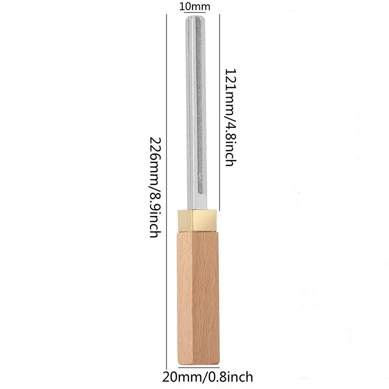 Square guitar wire file, four sides, crown edge thickness sanded wooden handle 4-in-1 protective gasket tool
