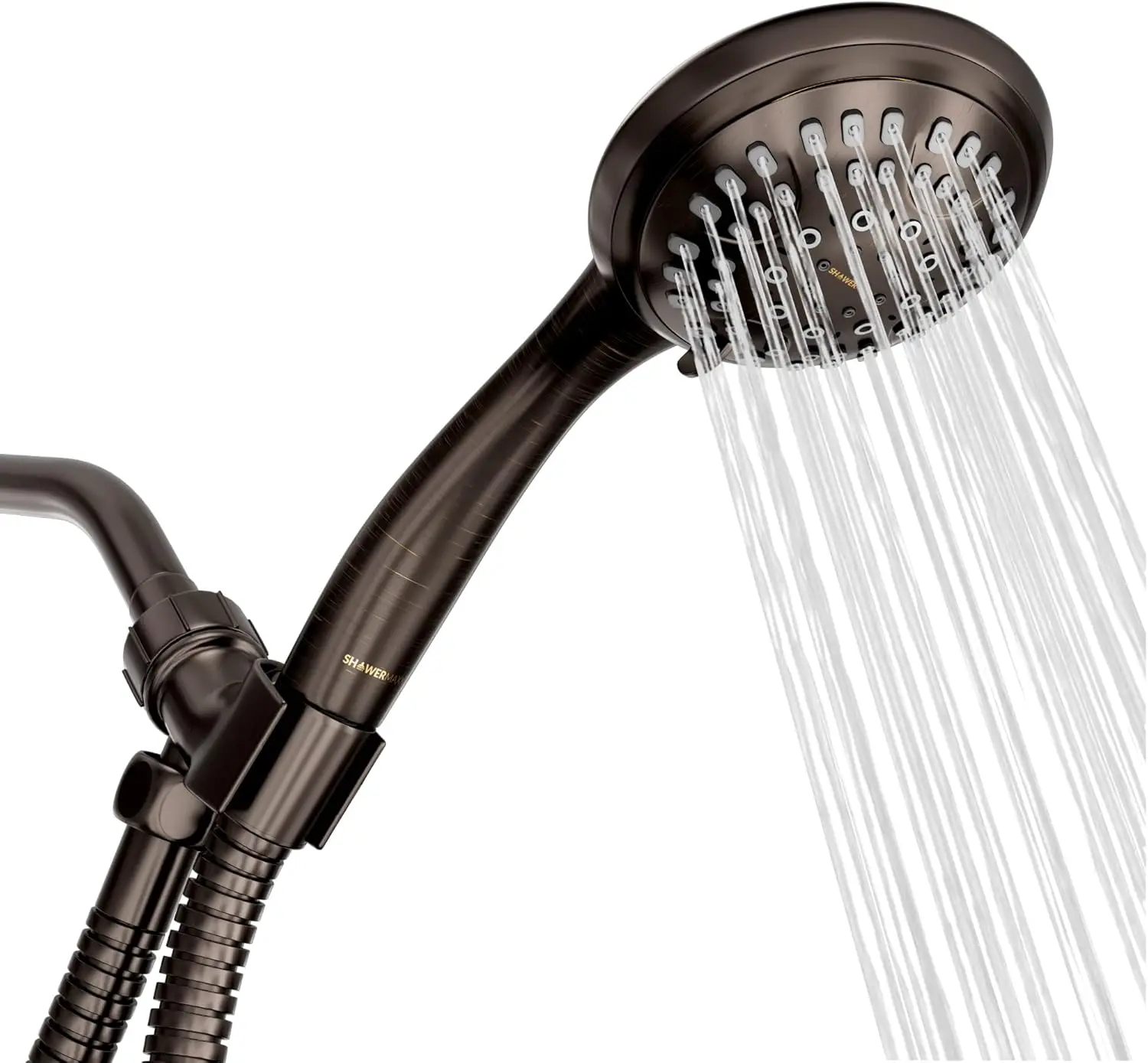 Luxury Spa Series, 6 Spray Settings 4.5 inch Hand Held Shower Head, Long Stainless Steel Hose